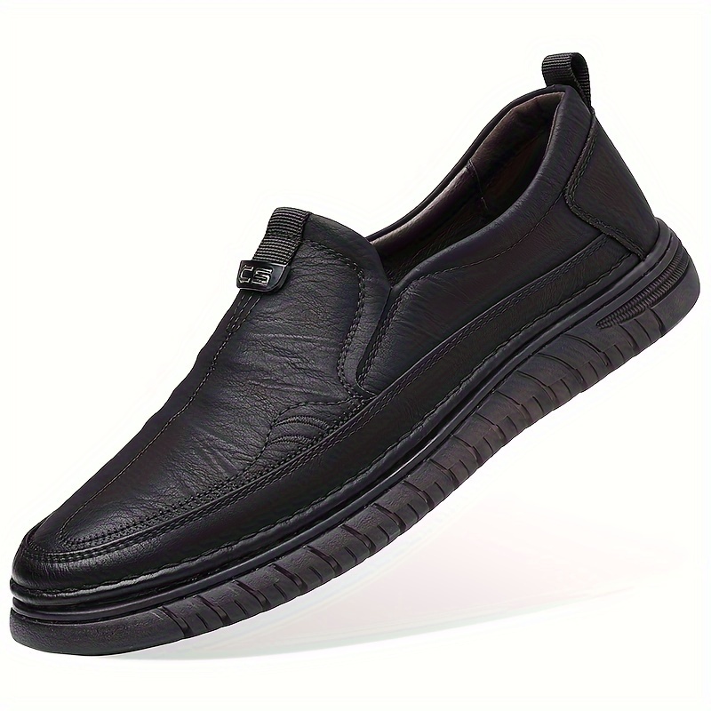 mens solid colour slip on loafer shoes comfy non slip casual dress shoes mens footwear details 0