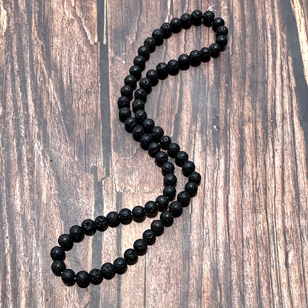 8mm Natural Stone Beaded Elastic Cord Necklace, 55cm Length