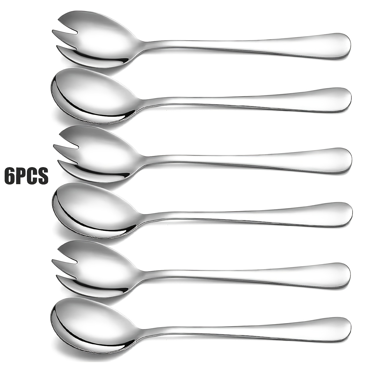 2/6pcs Salad Server Set, Food Grade Stainless Steel Salad Spoon Salad Fork, Durable Salad Serving Set For Home/kitchen/restaurant/christmas/new Year/party/easter, Mirror Polished, Dishwasher Safe