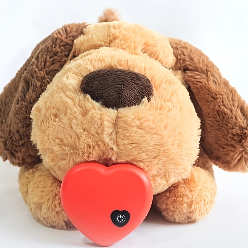 

1pc Interactive Plush Dog Toy With Heartbeat, Solid Pattern, All Breed Sizes, Soft Pet Plaything