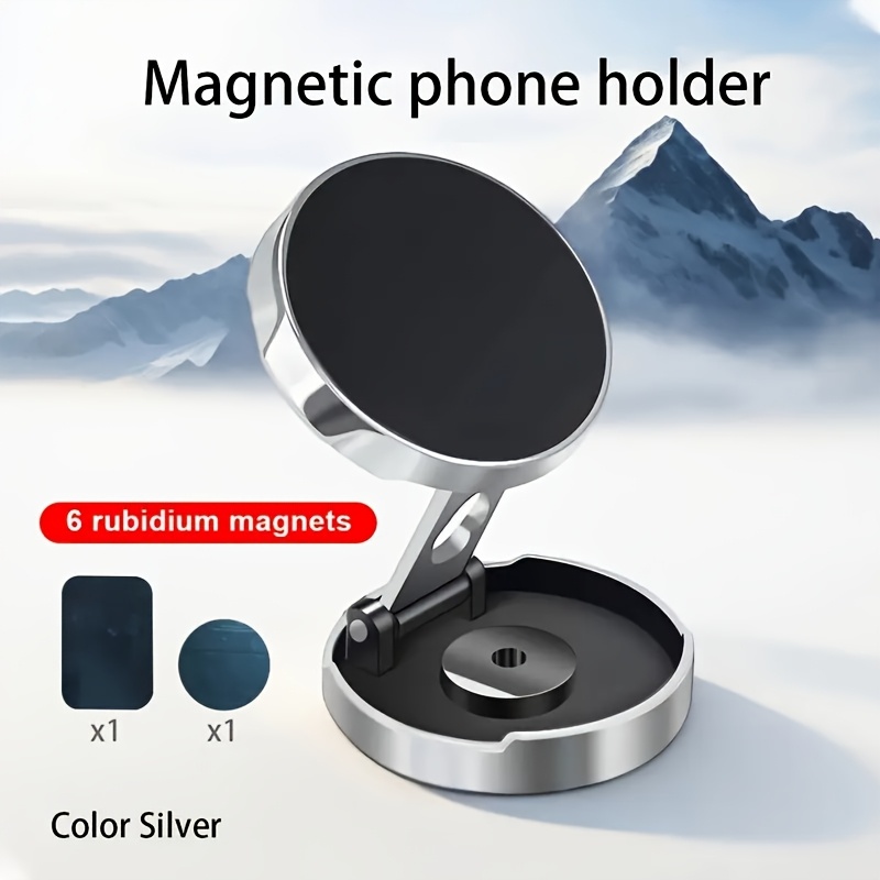 

1pc Aluminum Alloy Magnetic Car Phone Holder, Waterproof, 360° , Retractable & Foldable, Compatible With Iphone & Smartphones, Uncharged, No Battery Required