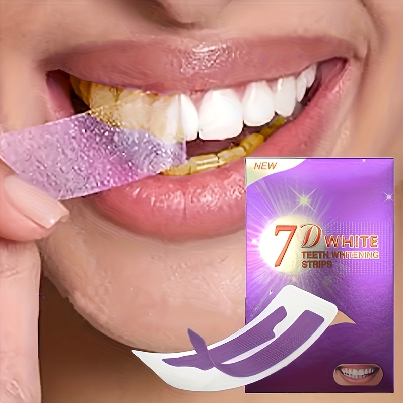 14pcs 7d purple teeth dental strips teeth cleaning and veneers for daily use and travel
