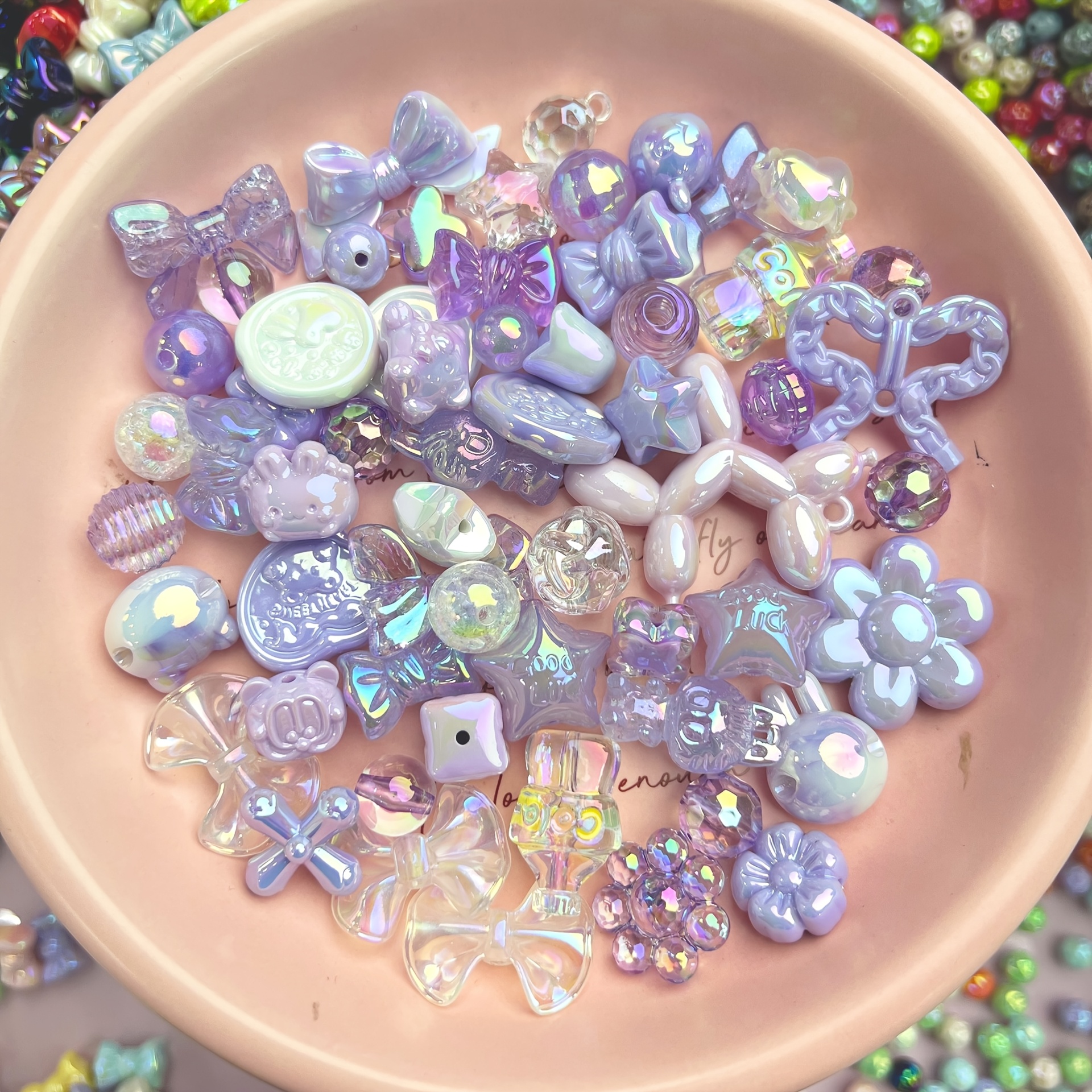 E-shop 50G Gemischte Farbwechsel Acryl Perlen Schmetterling Candy Stern Herz Gummibärchen Schöne Armband Perlen für Schmuck, Armbänder, Halsketten,