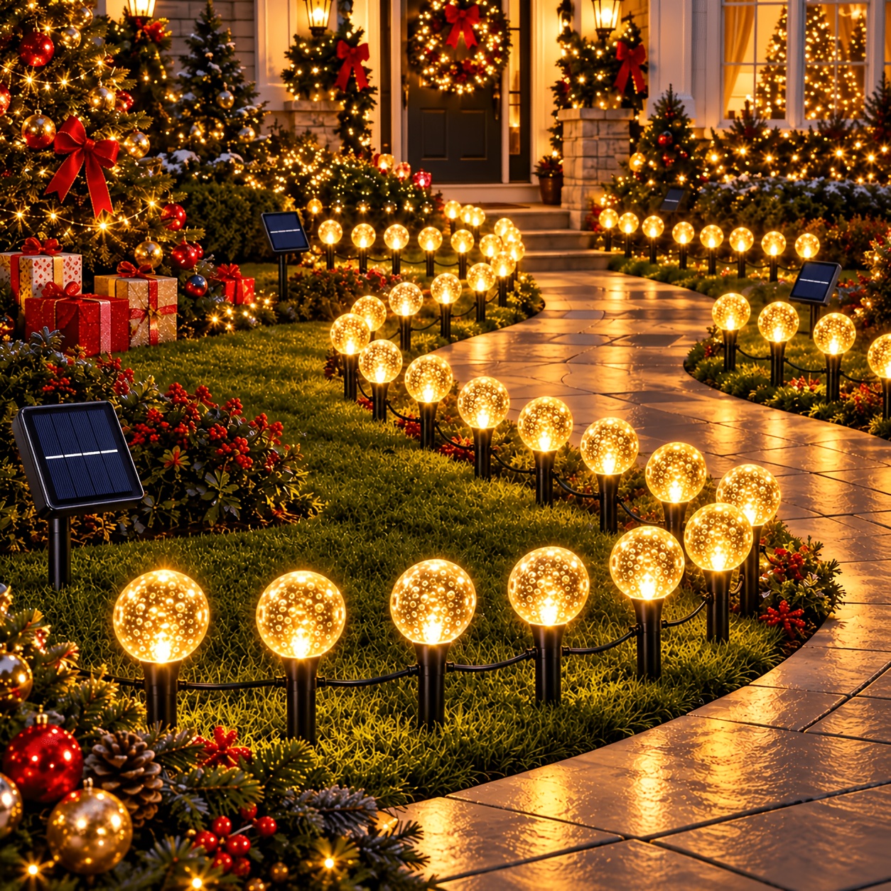 TEMU 20led Multicolor Bubble Solar Lawn Lights, And Durable, Auto On At Dusk, Led Fairy Lights, Ideal For Garden, Camping, Outdoor Parties, Weddings,