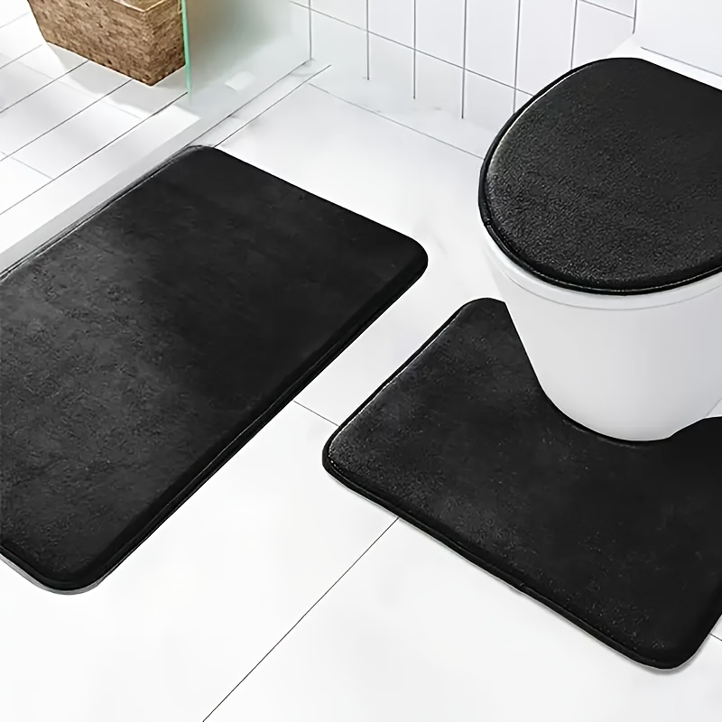 TEMU 3pcs Luxury Bath Mat Set - Non-slip, Quick-dry, Absorbent Rugs - High-density Reinforced Bathroom Floor Mats - Fashionable Home Decor Additions