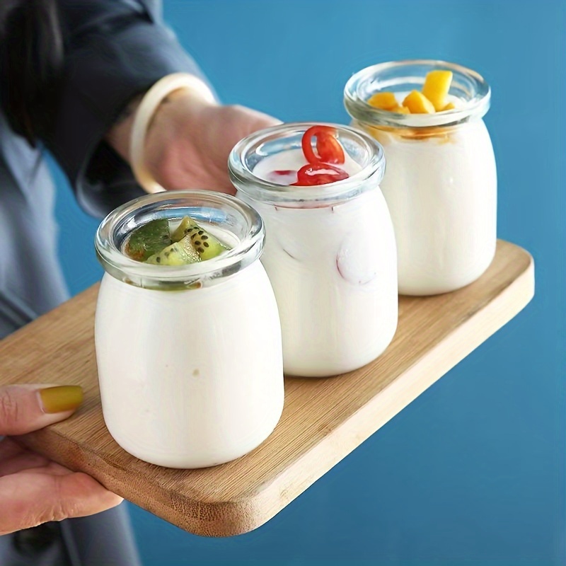 6 joghurtgläser puddinggläser deckel joghurtbecher