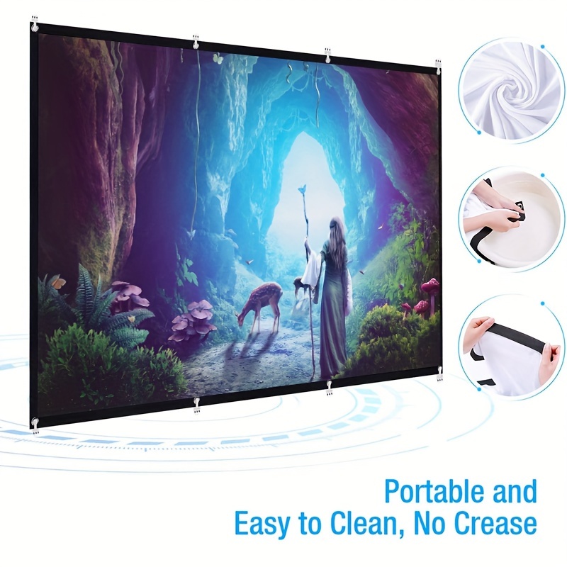 1080p hd projection screen with 160 viewing angle outdoor viewing indoor storage easy to move soft screen for 60 72 84 100 120 150 inch projectors details 0