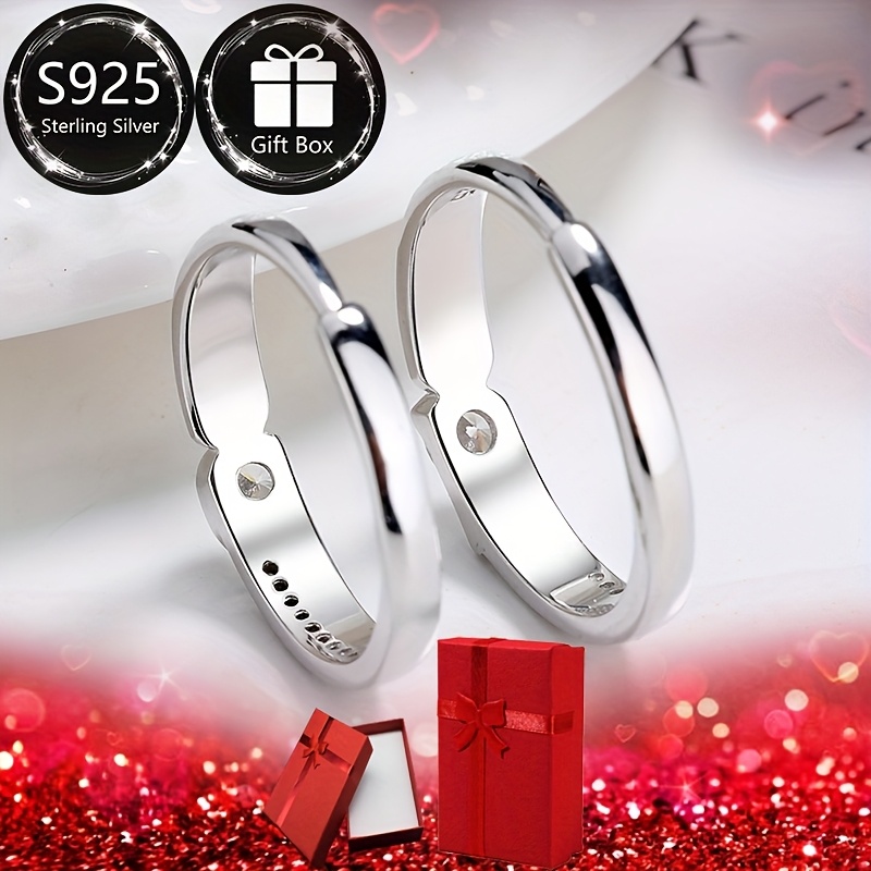 Openwork Love Shape 925 Silver Wedding Ring