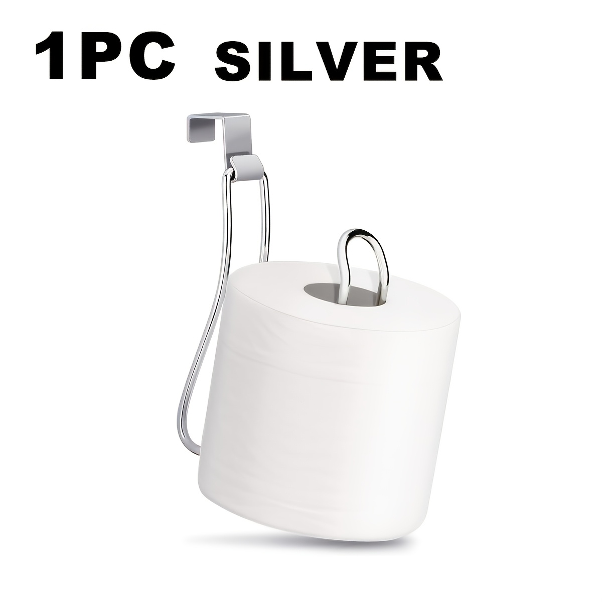 TEMU Portarrollos de papel higiénico multifuncional de acero inoxidable plateado para de inodoro, soporte de pared para almacenamiento de papel de