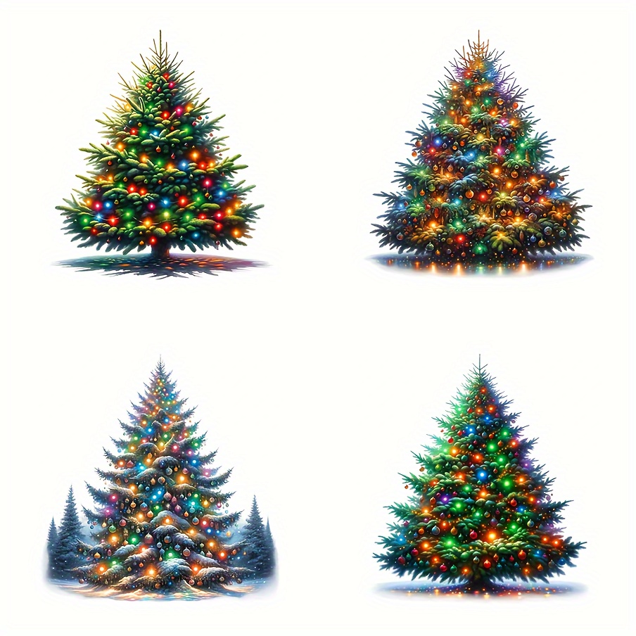 

Four-in-one Festive Christmas Tree Decals, High Transparency Double-sided Printing, Scratch-resistant Stickers For Motorcycles, Car Bumpers, And Vehicle Body Decorations - Plastic Material