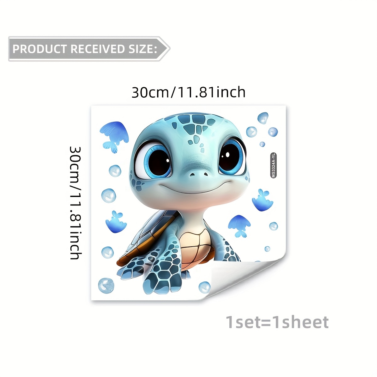 2d Flat, 1 (30*30cm) Creative 2d Stereoscopic Toilet Sticker, Bathroom Decorative Wall Mural (ms3324a-yl)