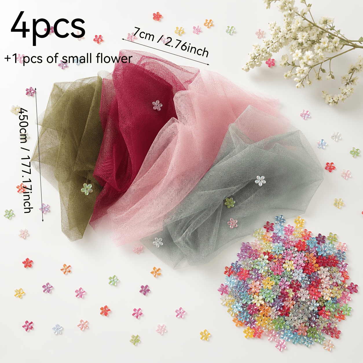 TEMU Multicolor Morandi Ribbon With Iridescent Small Floral Patches, Suitable For Gift Box Bouquet Wrapping Ribbons, Doll Bow Tie Hair Accessory