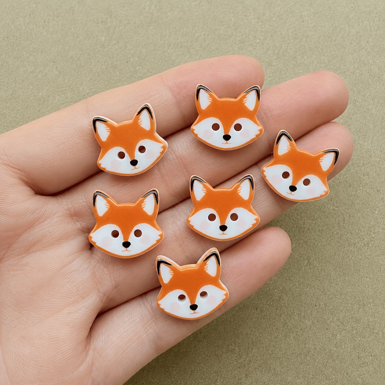 TEMU 6pcs Decorative Cartoon Fox Sewing Buttons Set, Durable Resin Fasteners For Shirts, Sweaters, And Projects