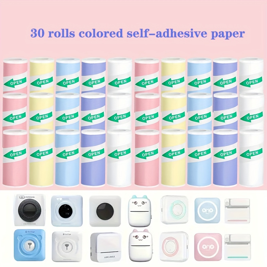 

57mm Wide Label Sticker, Mini Printer Self-adhesive Paper (5-color Sticker Combination), Suitable For Inkless Printing Of Study Notes, Work, Photos, And Memos