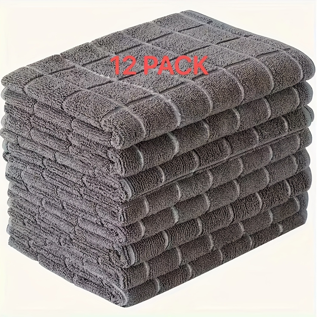 Image of Microfiber Kitchen Towels, Design, Absorbent, Fade-resistant, Ideal For Kitchen/bathroom/living Room - , Kitchen Essentials | Checkered Pattern | Stacked Towels Display, Dish Towels