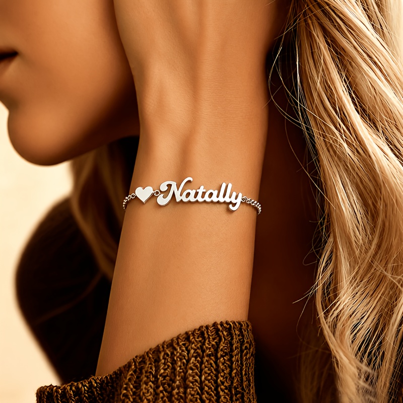 Personalized Minimalist Engraved Name Bracelet, Stainless Steel Gift