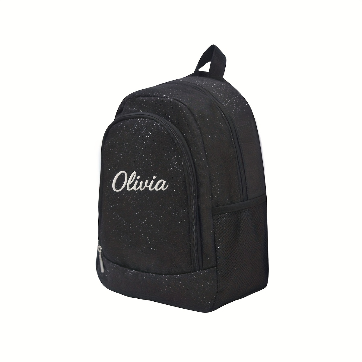 TEMU 1pc Personalized Sparkle Backpack Suitable For Cheer, Gymnastics, Dance Teams - Custom Name//message Embroidery, Adjustable Straps & Zipper