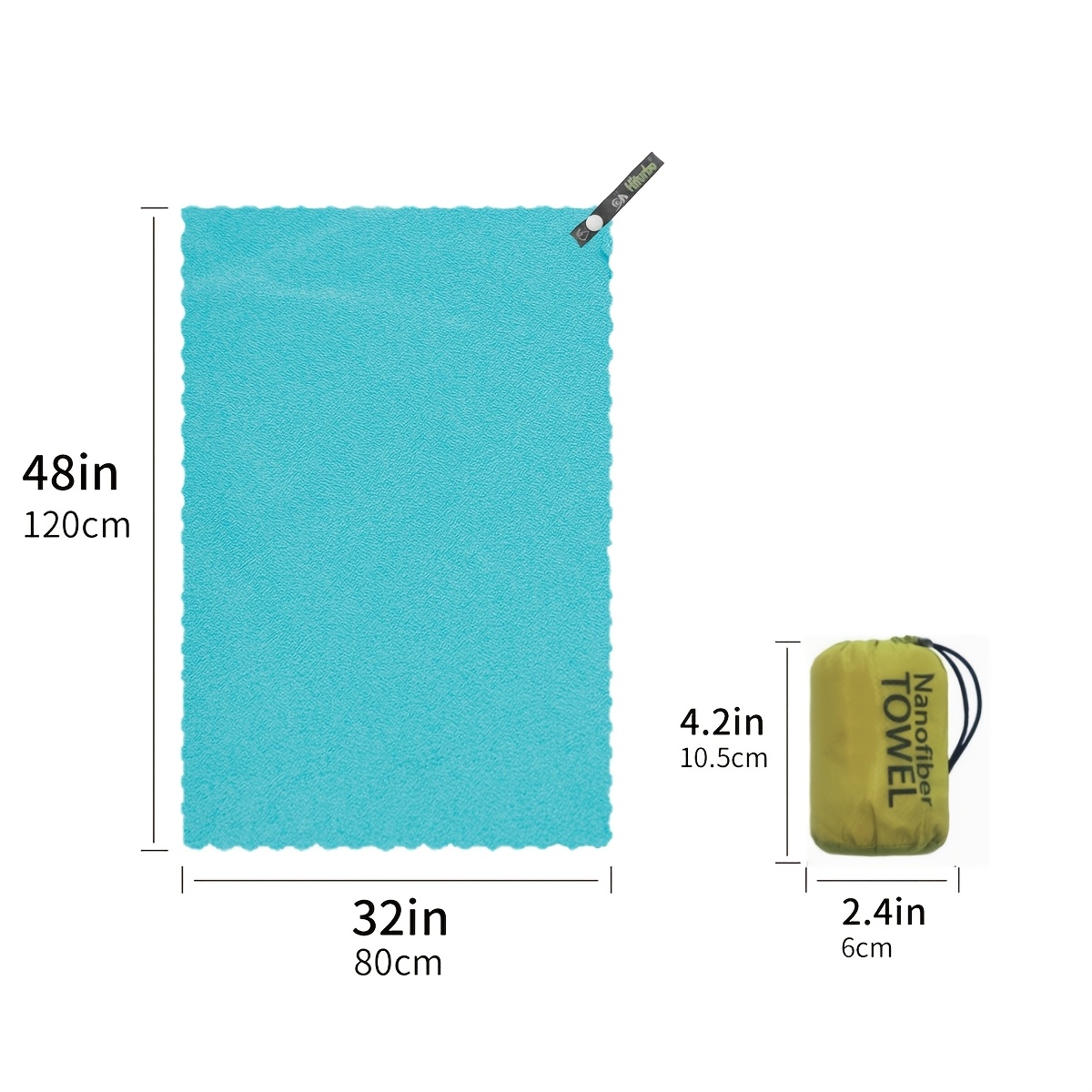 TEMU Hiturbo Quick-drying Outdoor Towel With Portable Bag, Nano Microfiber Towel Thin And Compact, Ideal For Absorbing Sweat During Sports Activities Like Camping, Gym, Swimming, Yoga, And Travel