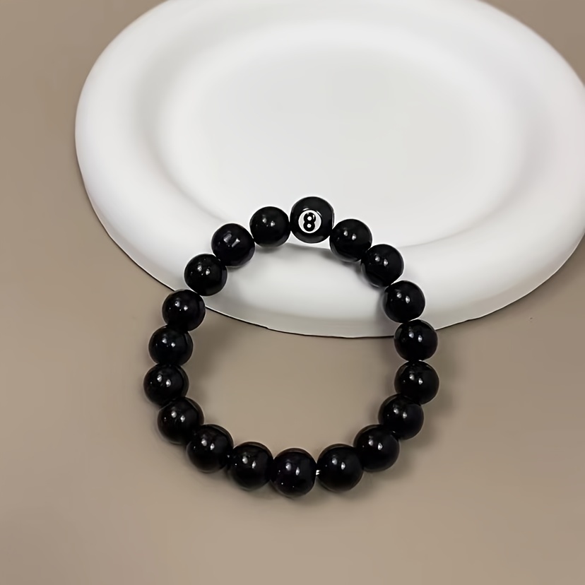 1pc Black 8 Billiard Players String Men's Number Men's Bracelet Beaded Hand Jewelry