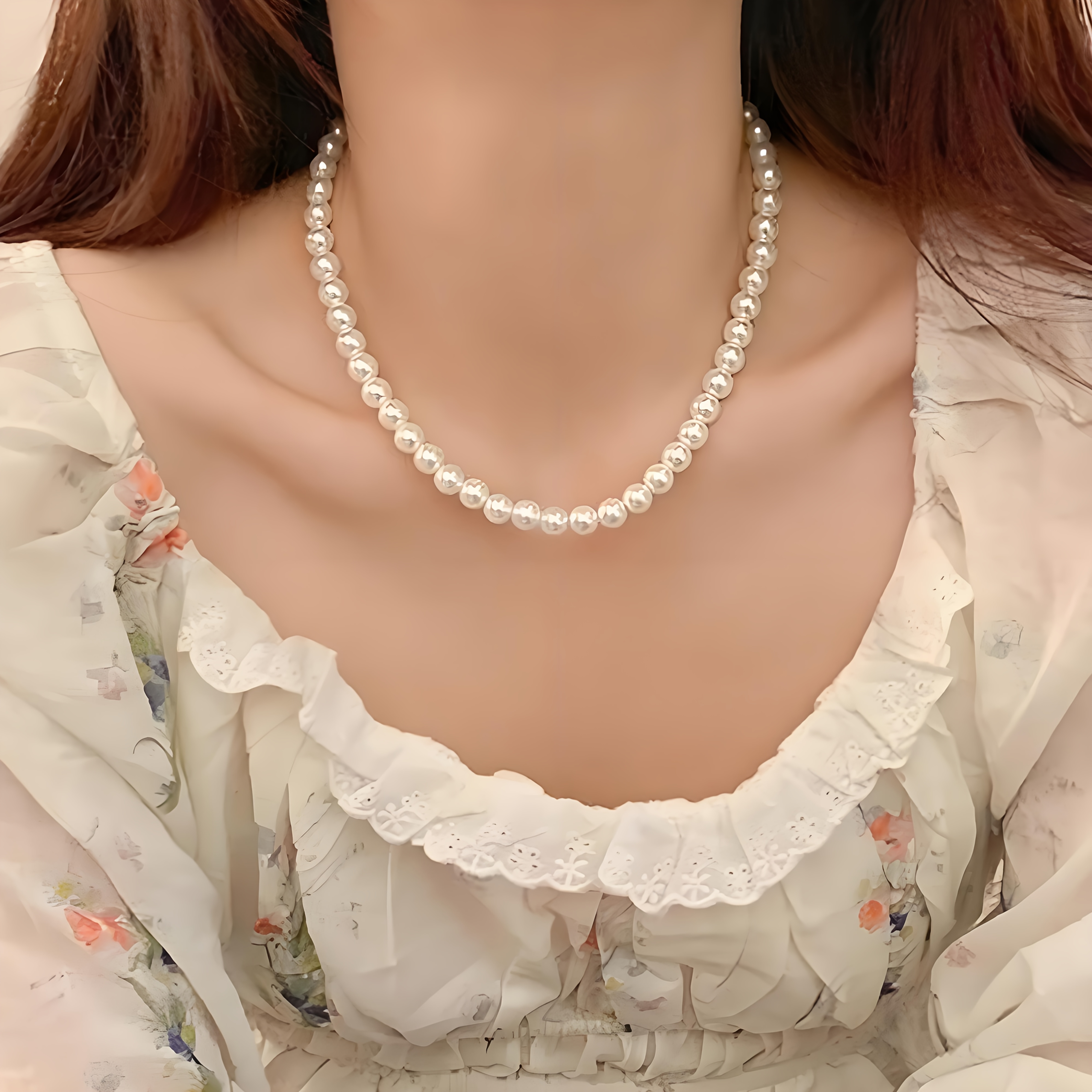 Genuine Freshwater Pearl Necklace For Women - 18" Strand Choker With Sterling Silver Clasp, Elegant Gift Set
