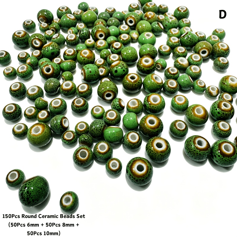 Mixed Size Colorful Glazed Round Ceramic Beads for Jewelry Making