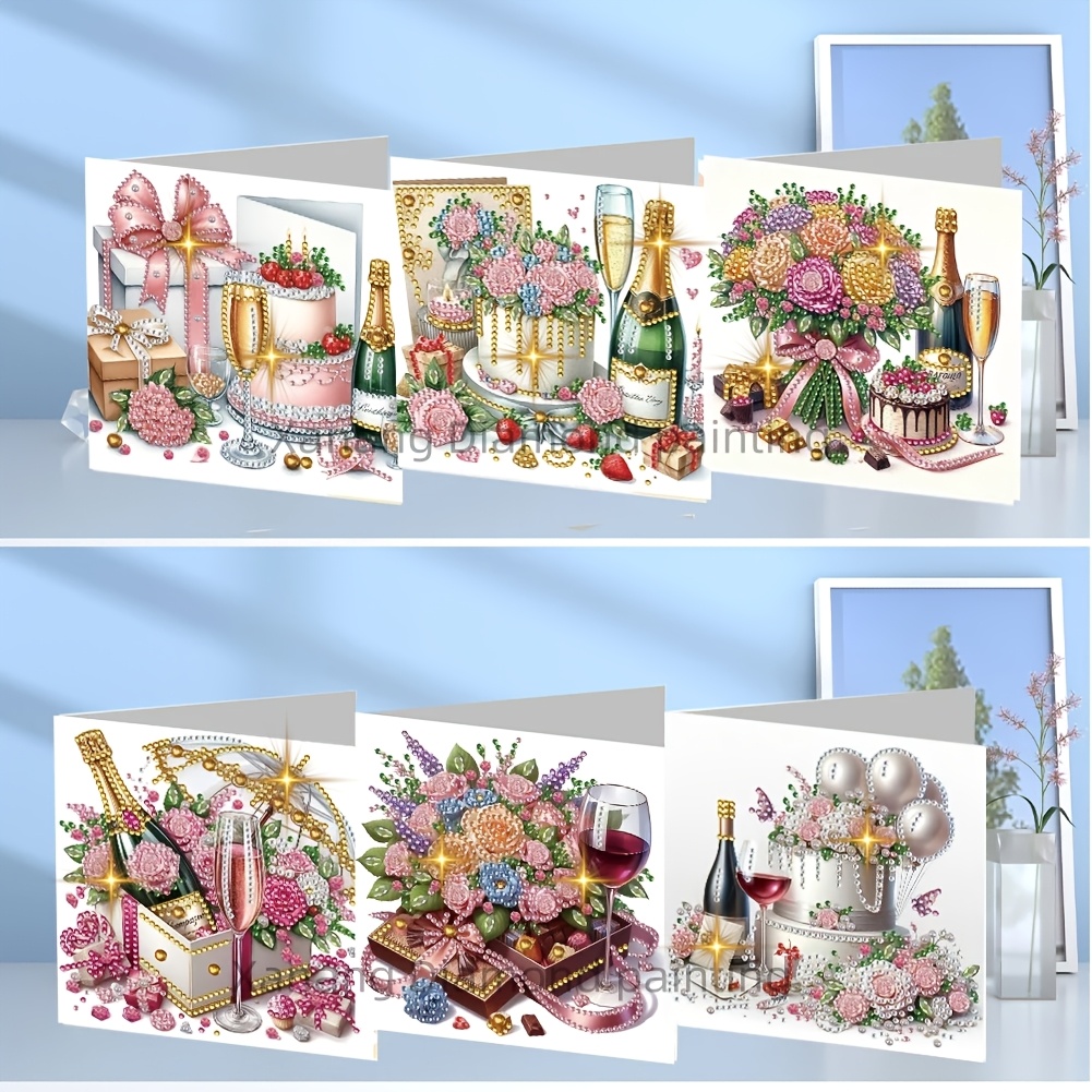 TEMU 6 stuks 2D Platte Diamant Schilderij Wenskaarten - Beste Wensen