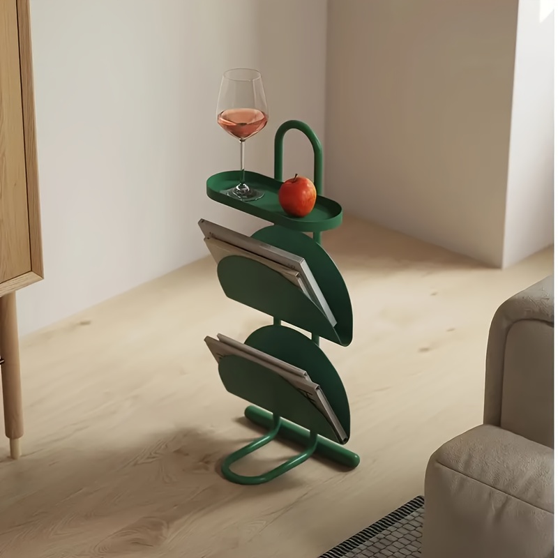 compact multi tier side table no assembly needed sturdy metal construction with open shelving space saving end table for living room bedroom balcony home office modern minimalist decor bedroom storage creative shelf design Product details 0