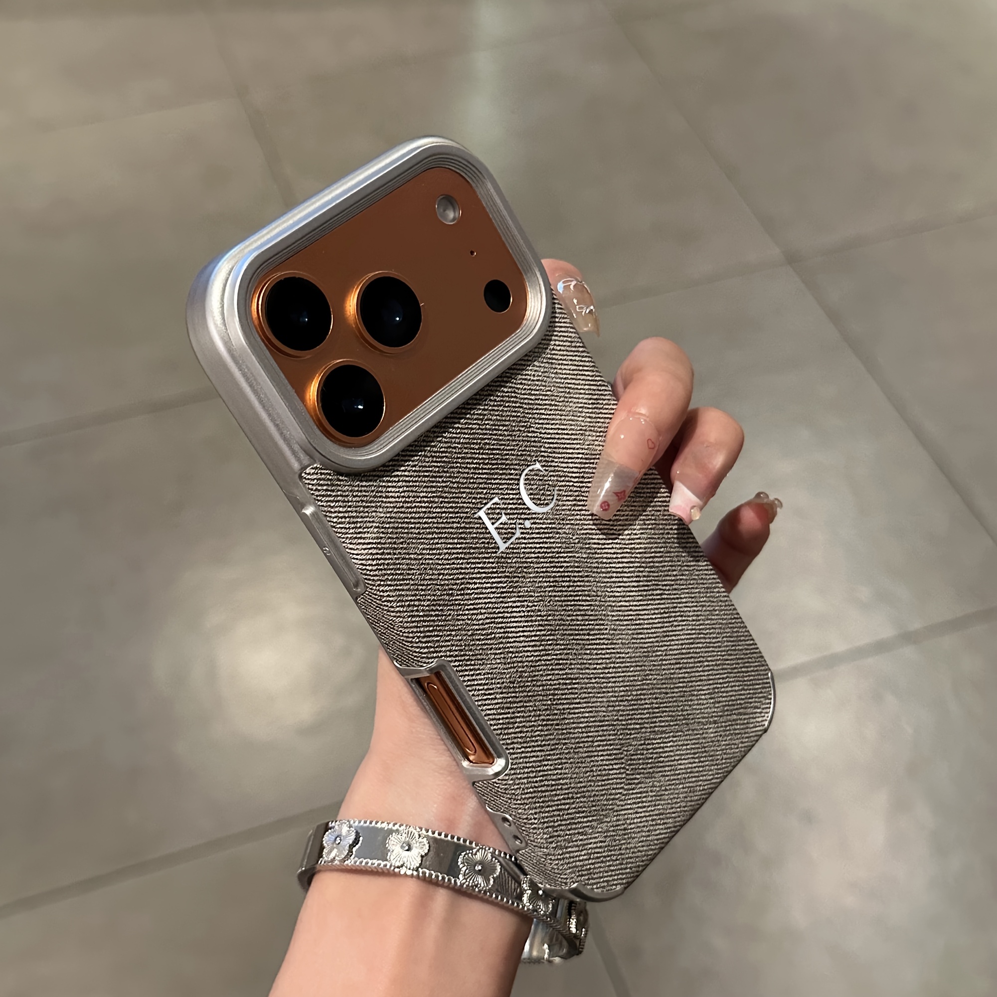 TEMU Phone Case: Personalized Customized Name Initials Luxury Plating Cowboy Pattern Synthetic Leather Phone Case Compatible With Iphone 18 17 16 15