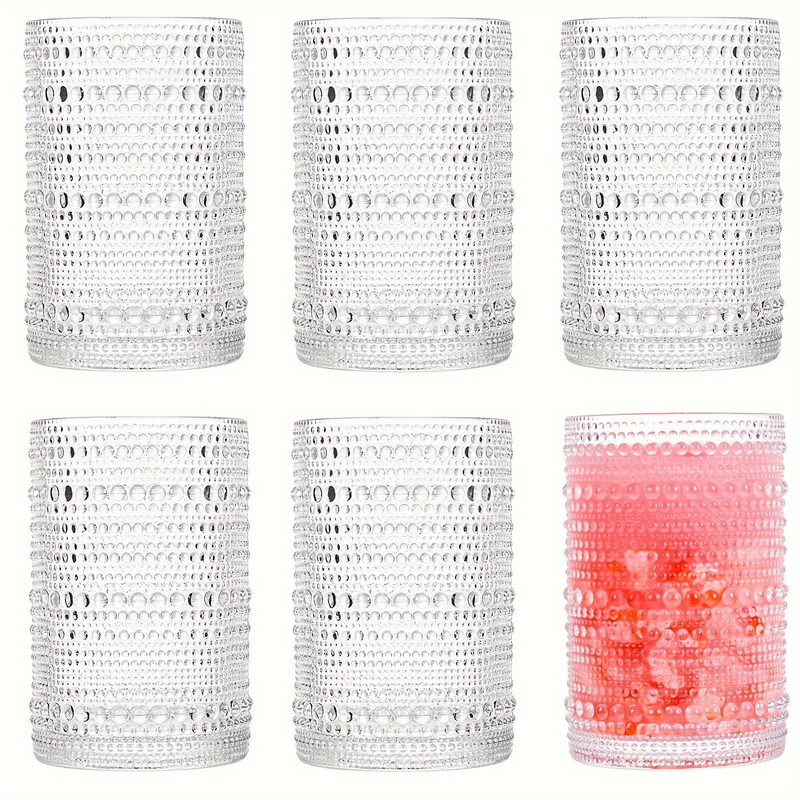 TEMU Set Of 6 Consou Large Glasses, Hobnail Drinkware With A Sturdy Base