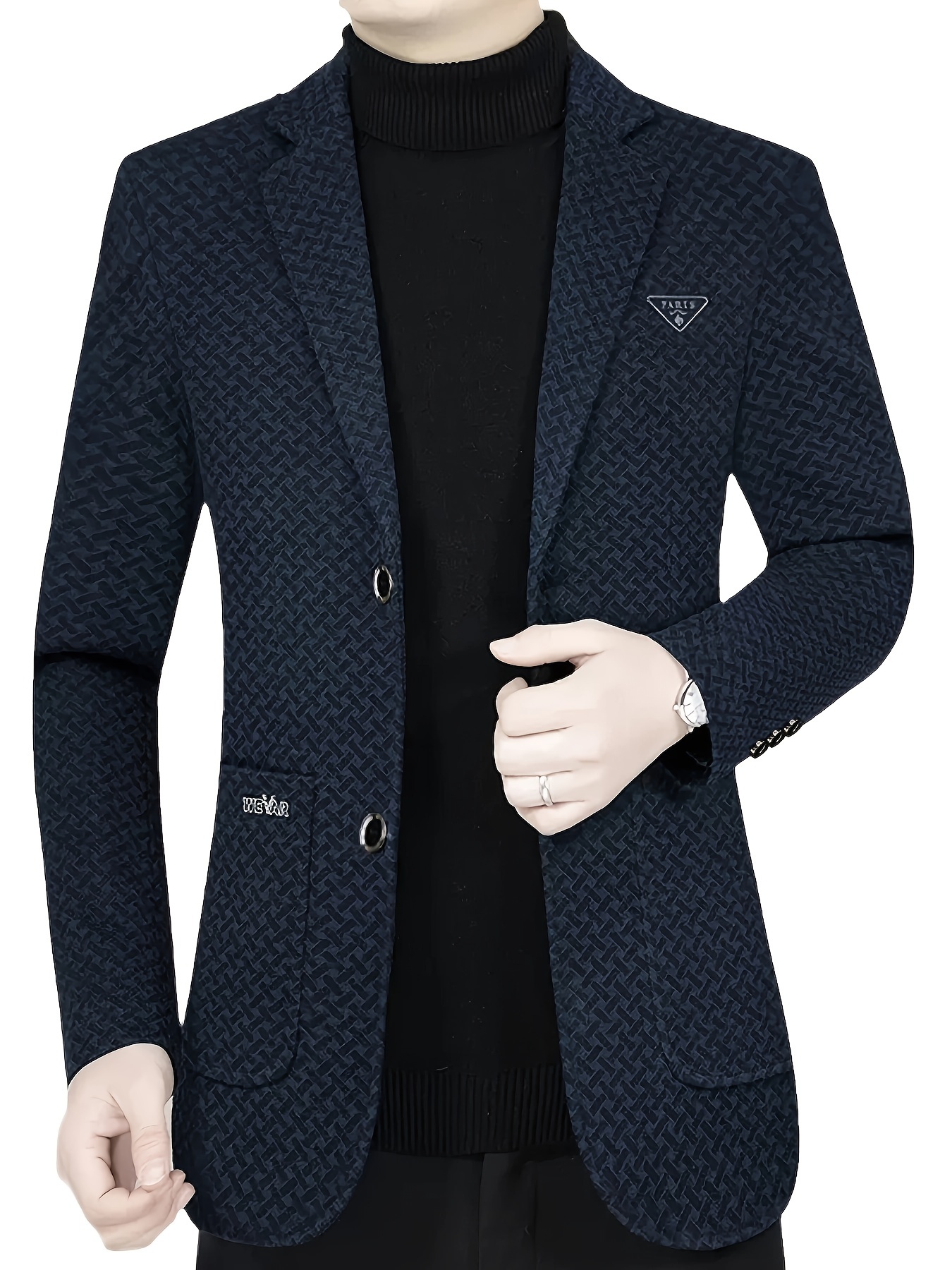 Men's Casual Two Button Thin Chic Suit Jacket Spring - Temu
