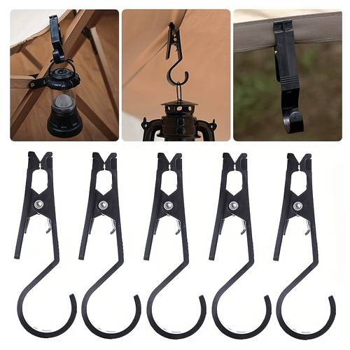 5pcs abs multi functional camping hooks portable tent clips with non slip design for outdoor canopy tent and awning hanging camping essentials stylish design secure hanging clips camping gear