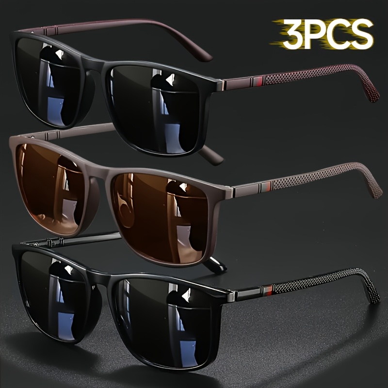 3pcs mens and womens fashionable versatile glasses square   design lightweight overall construction drop resistant and durable   and lenses combining practicality and decoration suitable for holiday gifting and photo props