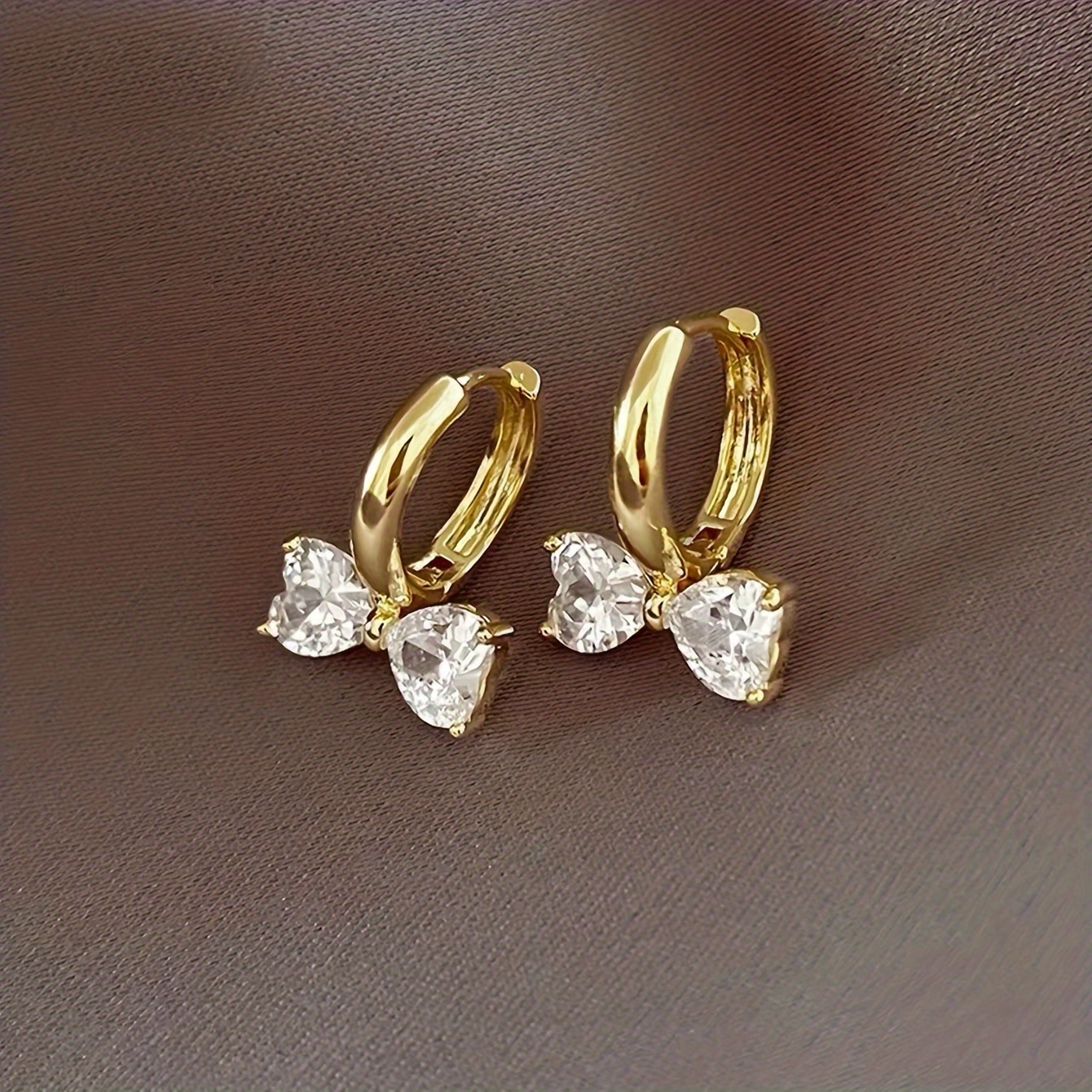 Image of 1 Pair Of Sweet, Cute, Elegant Synthetic Synthetic Zirconia Inlaid Women's Fashion Hoop Earrings For Daily Wear, Balls, Parties, And Weddings