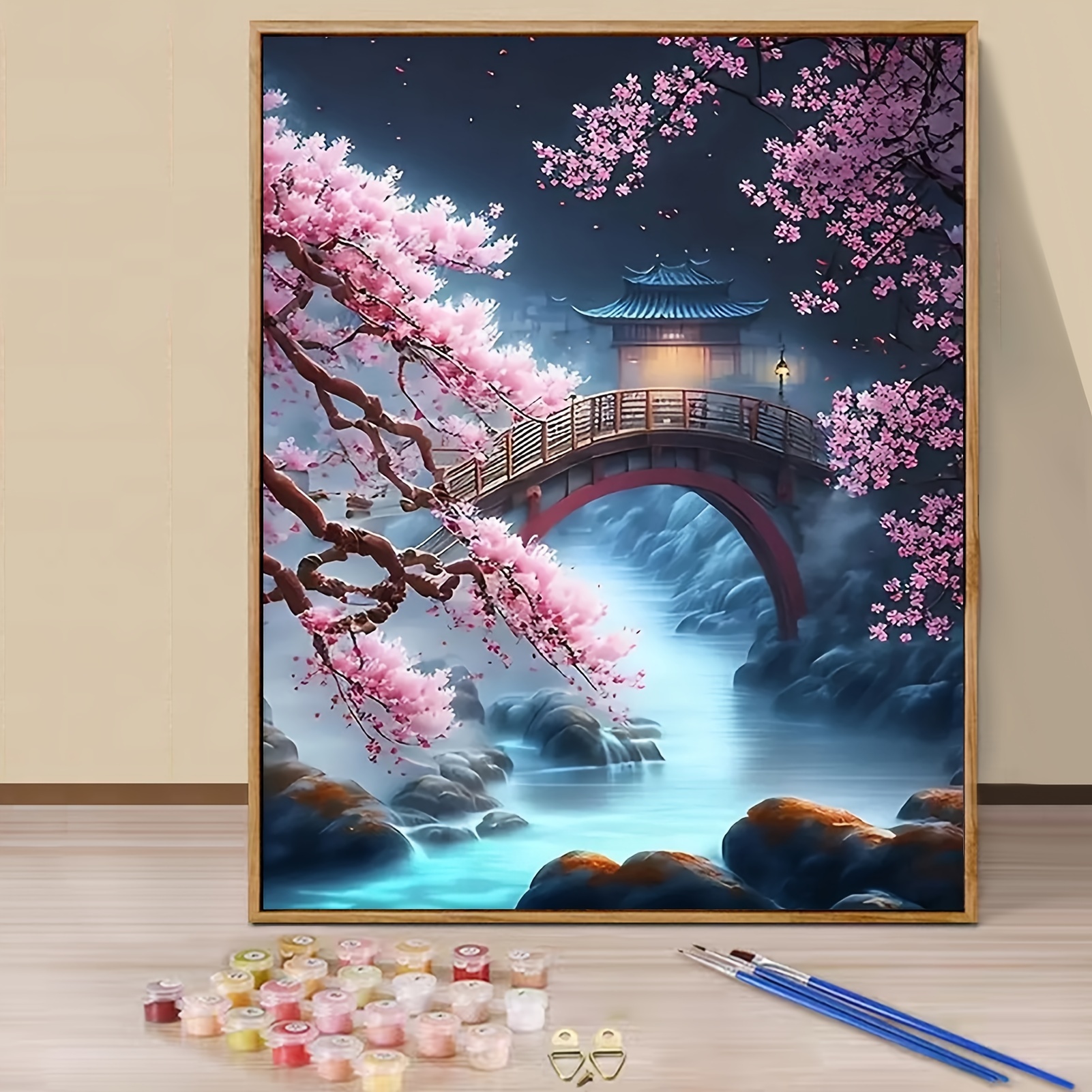 专业艺术用途）成人数字油画套装，40x50厘米/16x20英寸，diy古风建筑