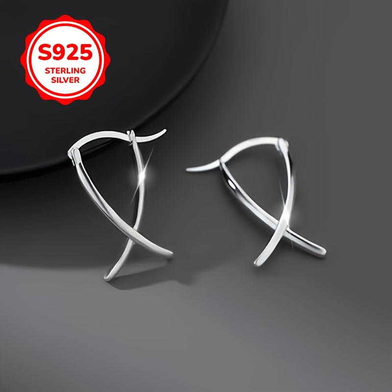 Women's 925 Sterling Silver 'You' Letter X Cross Earrings