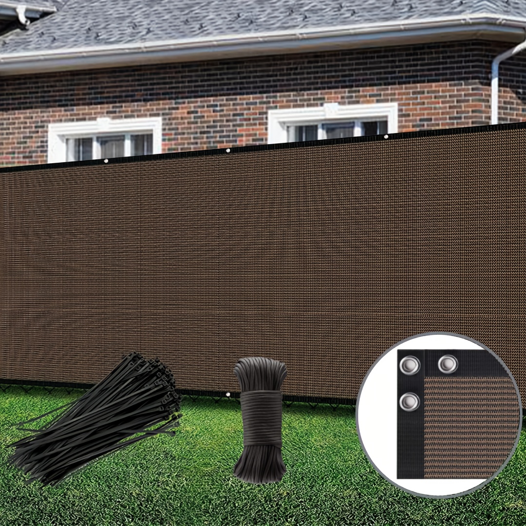 

Heavy Duty Privacy Fence Screen, 6x50ft Outdoor Shade Cloth Mesh Barrier With Cable Zip Ties Included, Brown, Fences For Outside