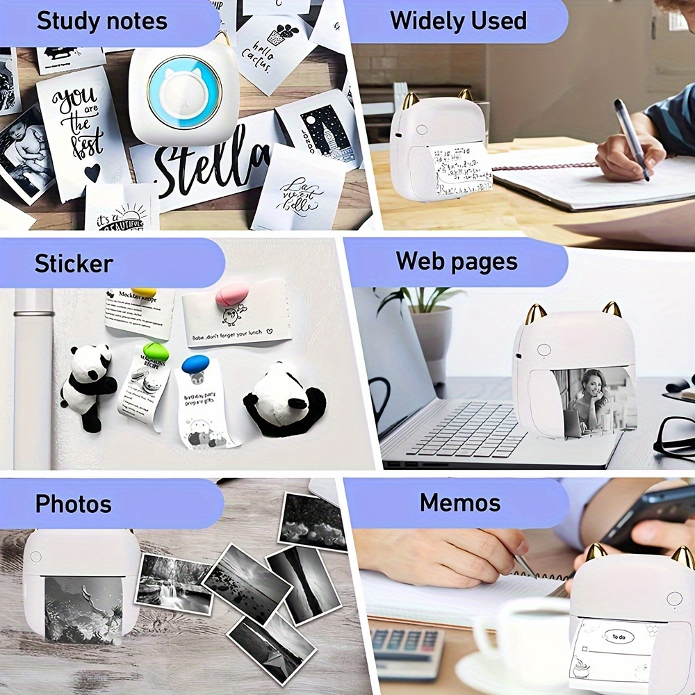 1pc Portable Wireless Mini Printer Print Labels Notes Photos Iphone Android  - Office & School Supplies - Temu