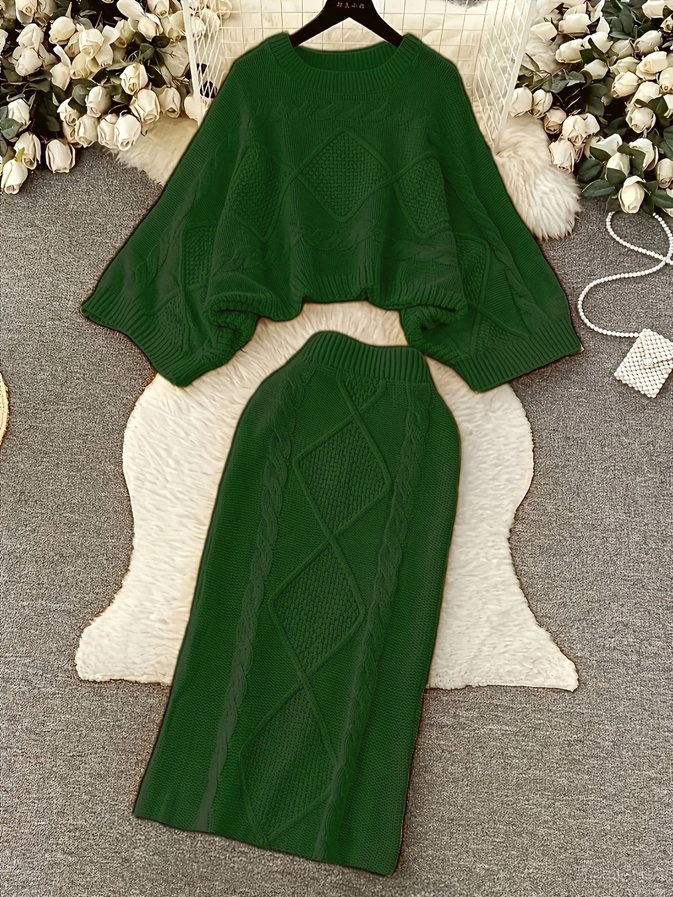 casual plus size sweater skirt two piece set Temu Sweden