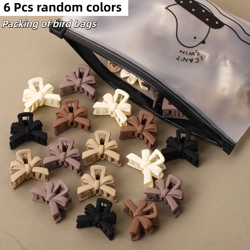TEMU 6/12/18/24pcs Simple Milk Coffee Mini Bow Hair Clips, Cute And Accessories, Like Little Adorning Your Hair, Suitable For Clipping A Small Amount