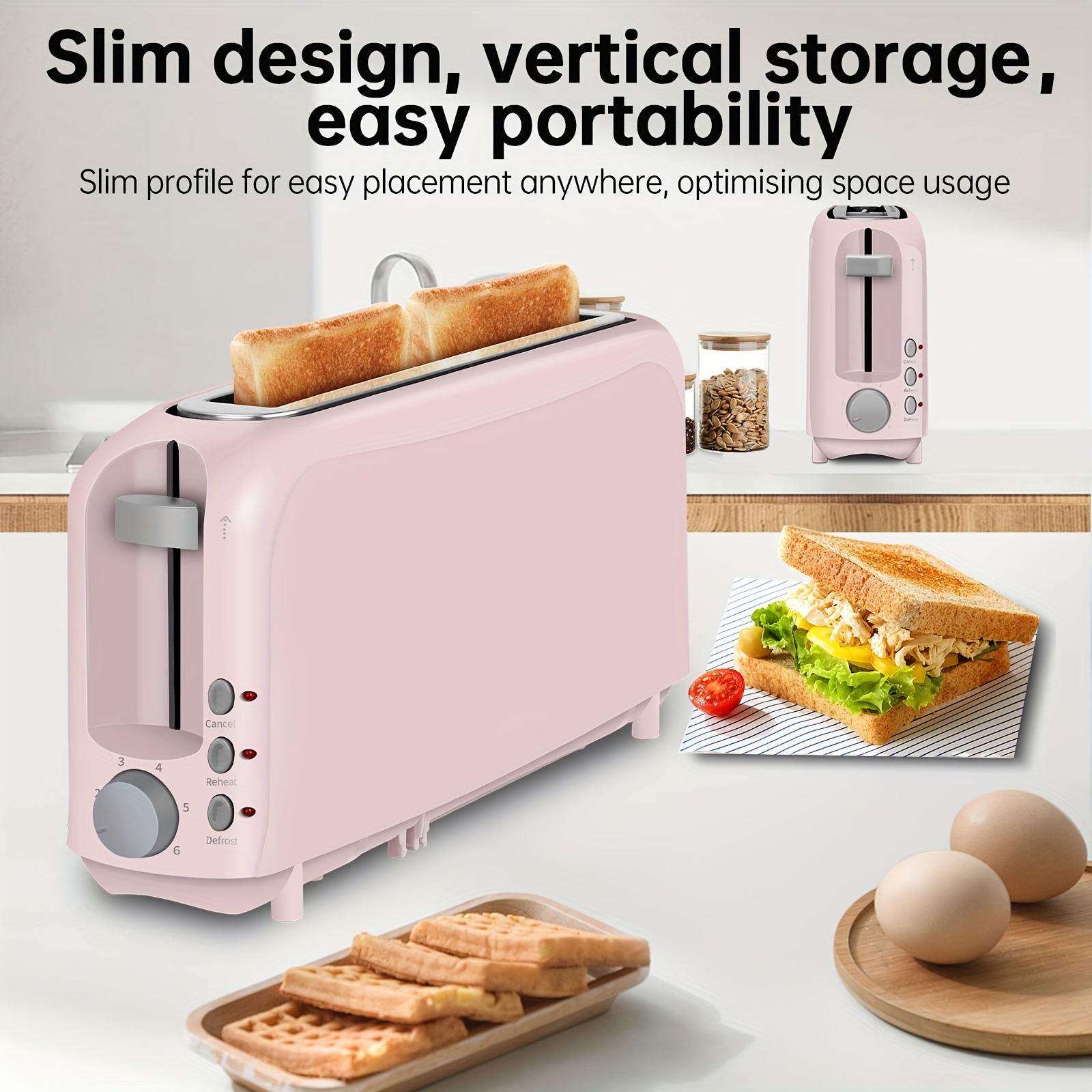 2-Slice Slim Toaster with 6 Shade Settings