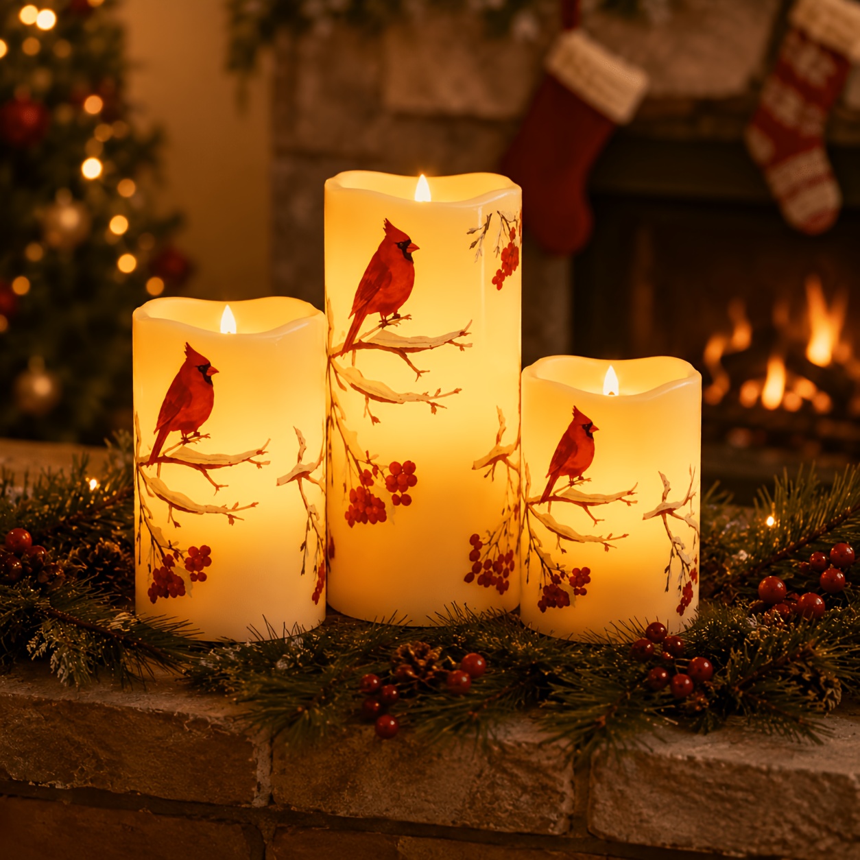TEMU 5/3-pack Flameless Candle Set Holiday Led Candle Lights, Realistic Flame Effect, , And A Plastic Round Container. Home, Living Room, Bedroom,