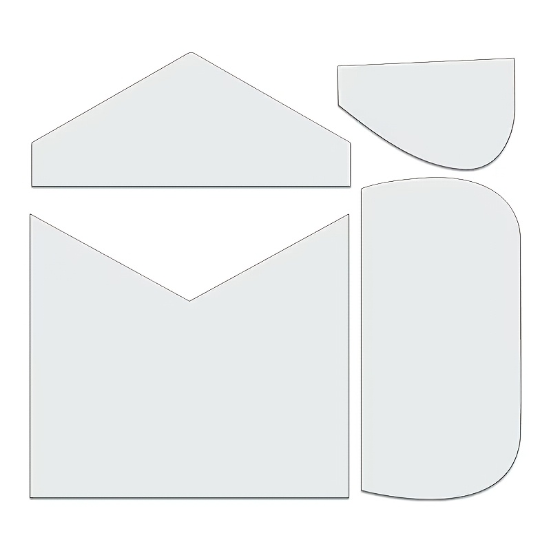 TEMU 4-teiliges Set Steppschablone für Kosmetiktaschen, DIY transparente PET vorgeschnittene unregelmäßige Form Nähschablone für Kosmetiktaschen,