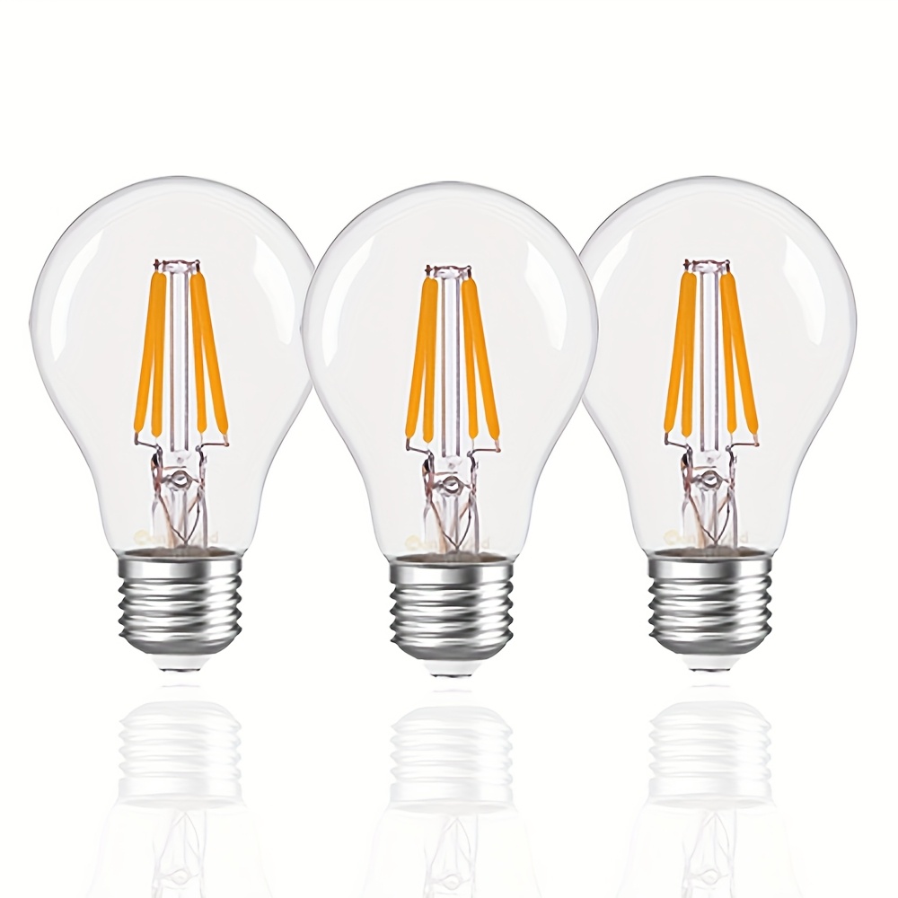 Image of E27 Led Vintage Warm White Light Bulb 3w Edison A60 A19 Light Bulb Replacement 40 Watt 2700k Lamp Clear Filament Bulb For Kitchen Dining Table Pack Of 6/ 3/ 4/ 10