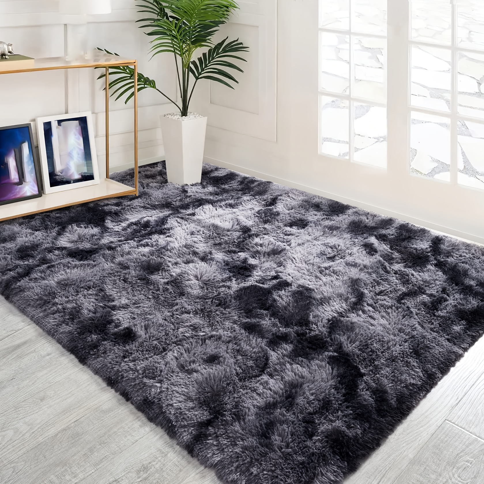 luxurious tie dye black plush area rug ultra soft stain resistant non slip for living room and bedroom decor best for christmas   thanksgiving details 5