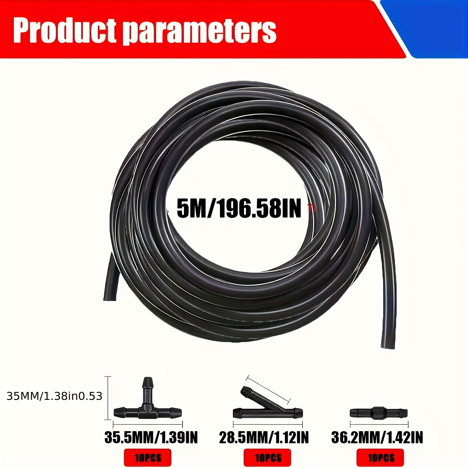 RUNCCI-YUN 4 m auto ruitensproeierslang kit, met 30 slangconnectoren, universele voorruitslang, sproeierslang, siliconen rubberen buis luchtslang, aansluiting auto waterpomp en sproeiers, (Y I T