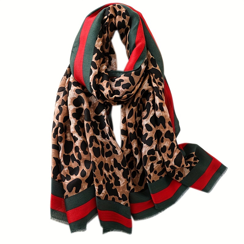 

Classic Leopard Print Scarf Soft Warm Cotton Linen Shawl Autumn/winter Versatile Neck Scarf For Women