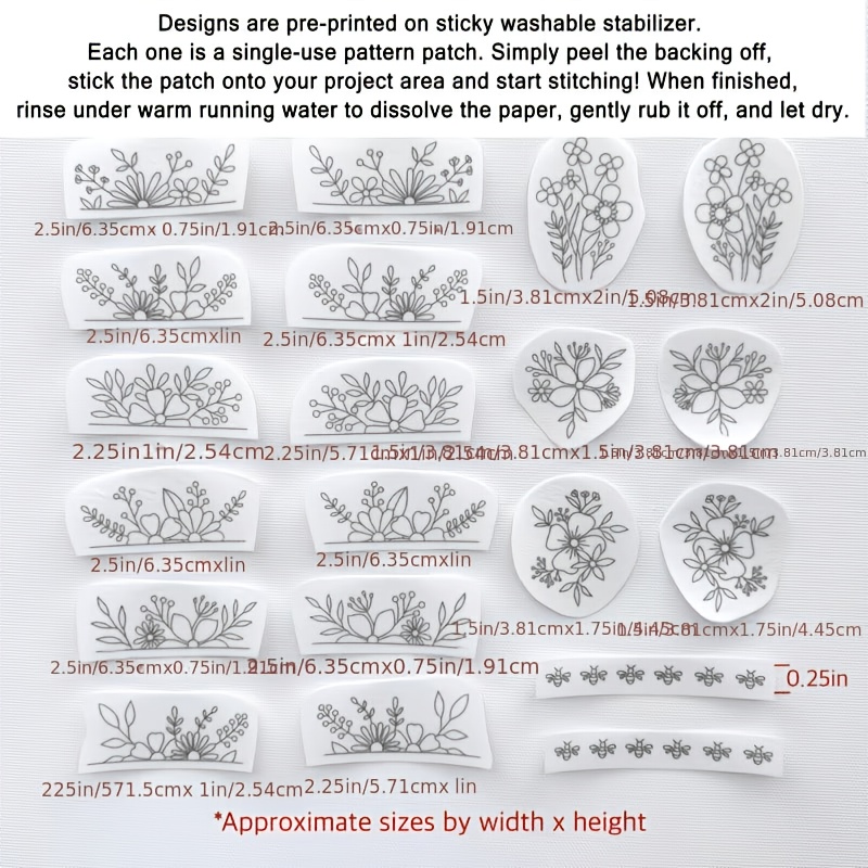 TEMU 20 stabilisateurs solubles dans pour broderie, de broderie pour débutants, papier floral de feutrage à l'aiguille, motif floral de marguerite,