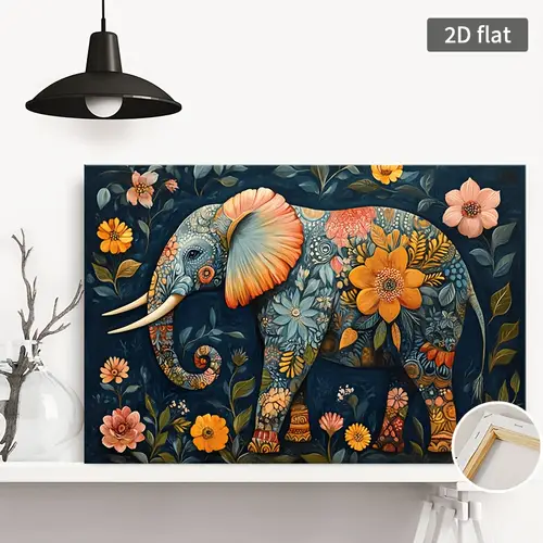 2d canvas wall art with wooden frame ready to hang decor for living room bedroom or dining room dining room decoration wildlife theme canvas elephant decor 2d flat room decor