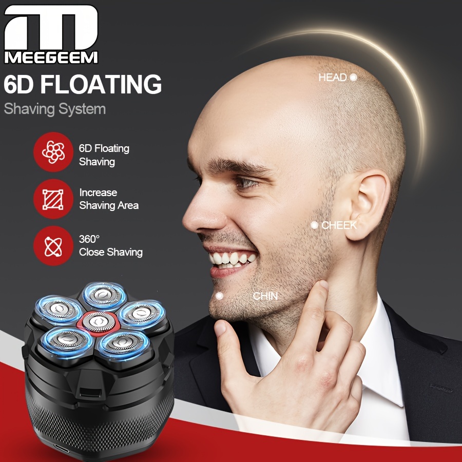 

Head Shavers For Bald Men - 10000 Rpm 6d Magnetic Electric For Fast Shaving, Ipx8 Waterproof, Hypoallergenic Wet/dry Shaving With Led Display And Organizer