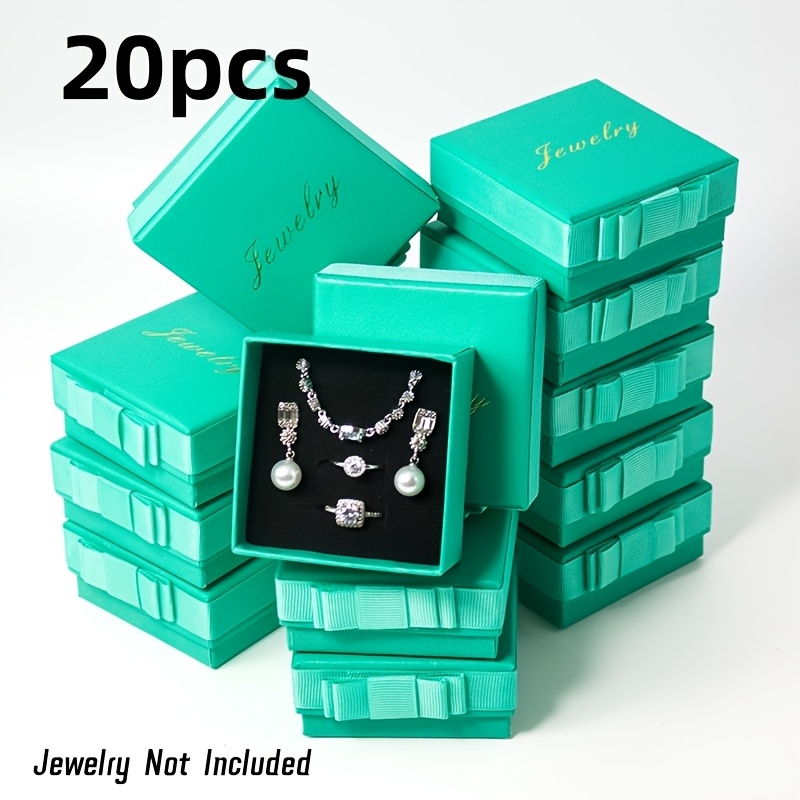 20pcs Bow Jewelry Box, Hot Foil English Square Paper Gift Box